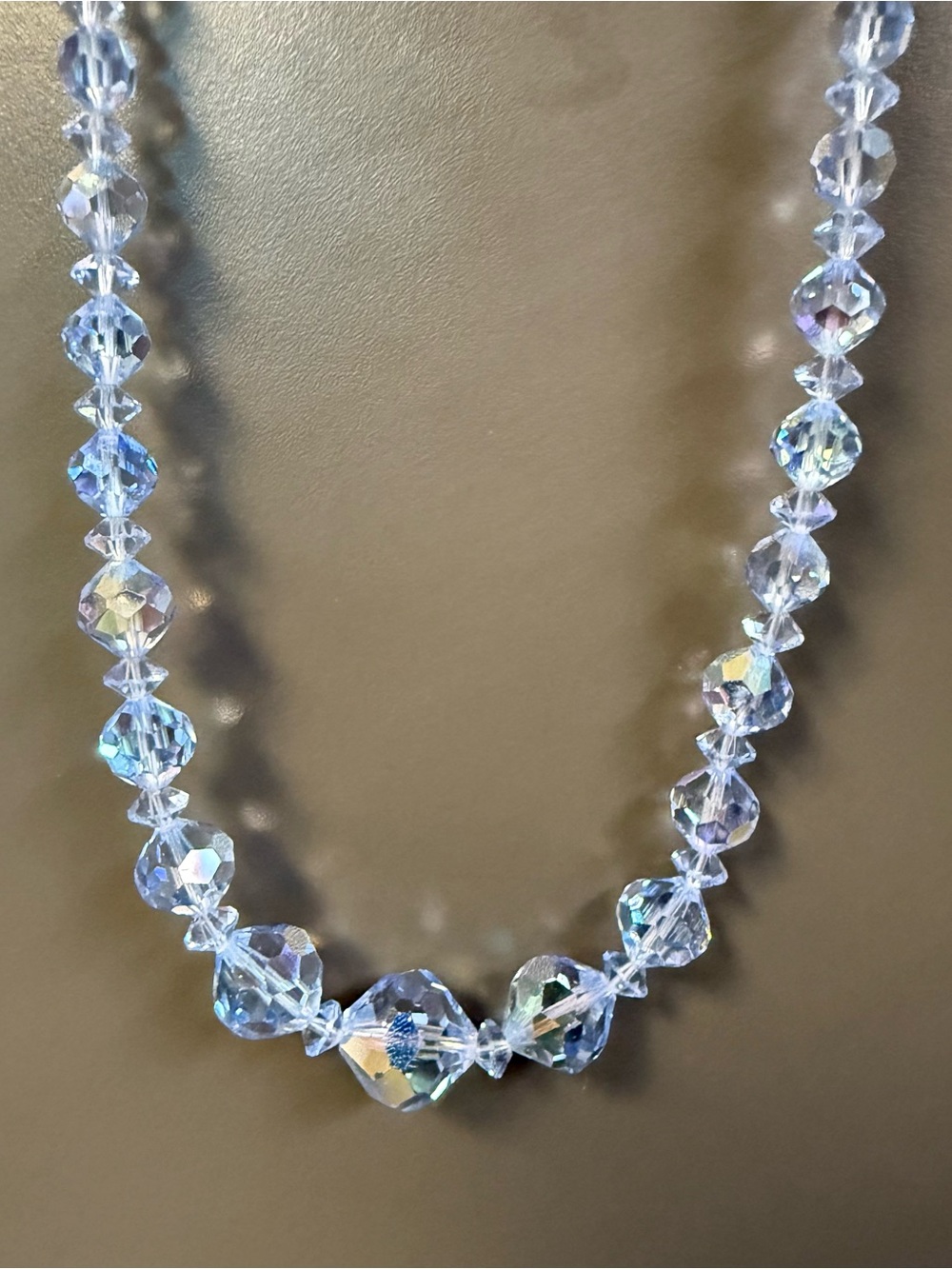 Crystal Bead Necklace - Light Blue Aurora Finish